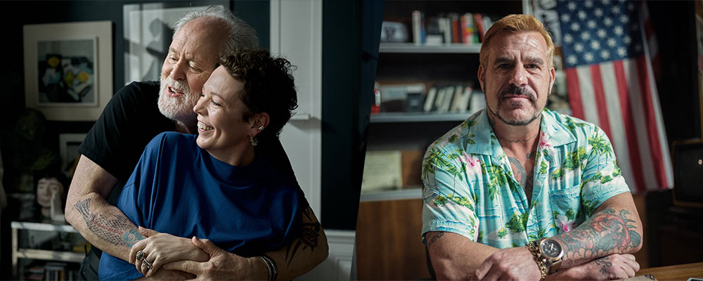 Left: John Lithgow and Olivia Colman in Jimpa; Right: Never Get Busted!